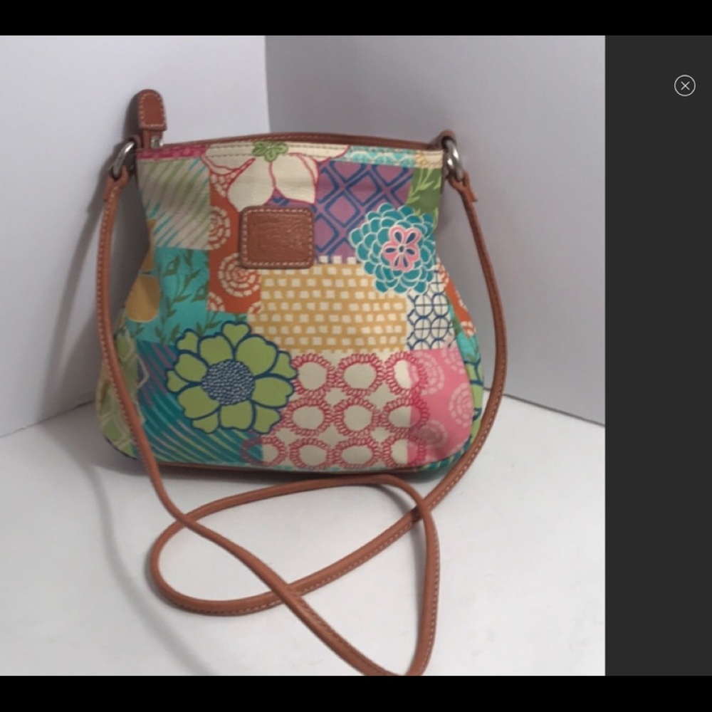 VINTAGE FOSSIL LEATHER PASTELS LEATHER BAG LIKE NEW